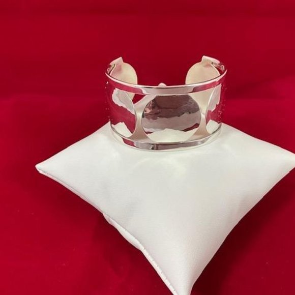 Ed Levin Sterling Silver Wide Cuff Bracelet with Circles - Picture 2 of 7